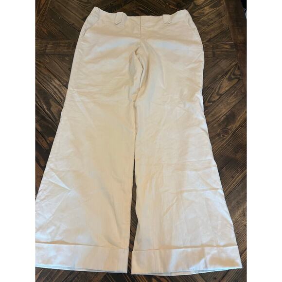Banana Republic Cotton Silk Blend Pants Women 14 Neutral Light Academia Preppy - Picture 1 of 10